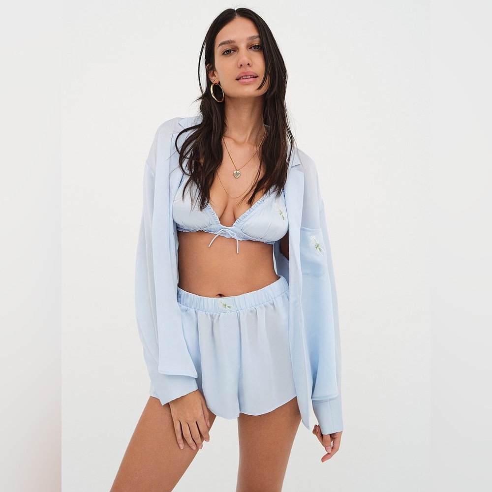 For Love And Lemons Light Blue Pajama Bottoms - Picture 3 of 13
